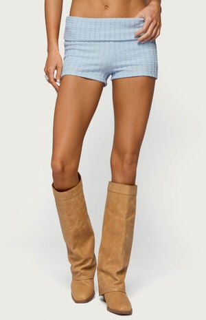 Iyara Textured Knit Foldoover Micro Shorts image number 1