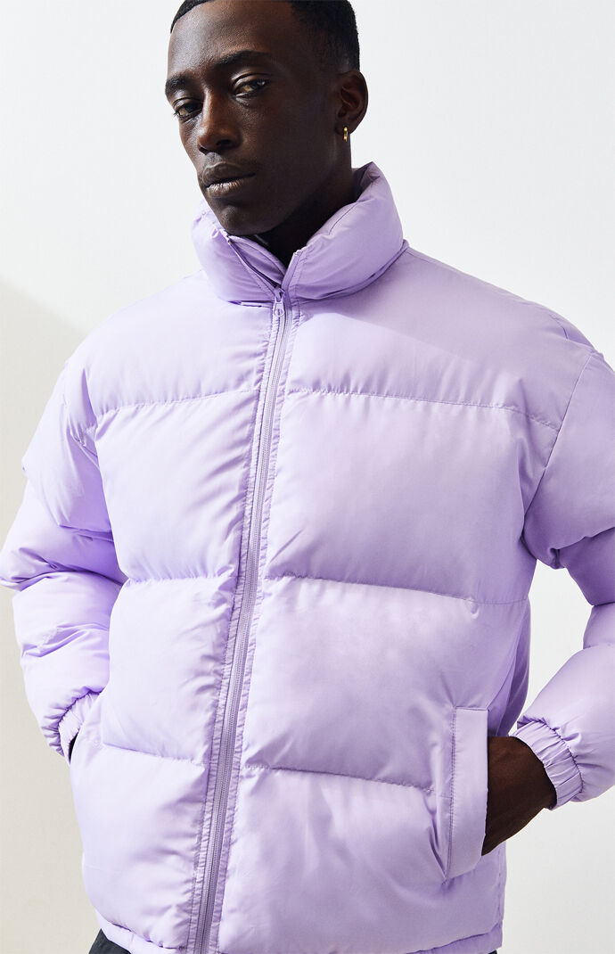 Lavender Solid Puffer Jacket