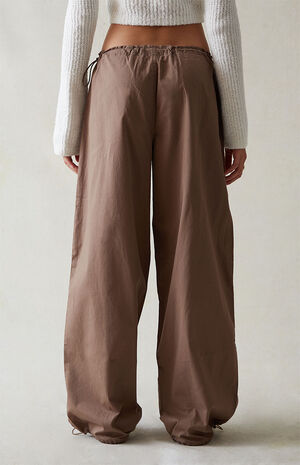 Brown Low Rise Parachute Pants image number 4