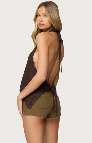 Ivey Backless Crochet Halter Top image number 2