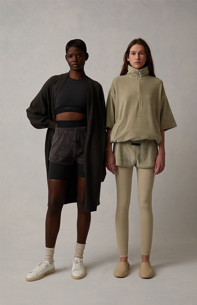 Fear of God Essentials Women s Iron Velour Beach Shorts PacSun