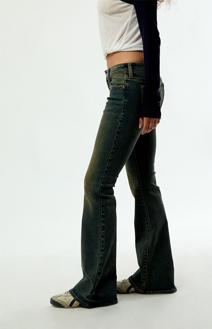 Pacsun Alana Ultimate Low Rise Flare Jeans Stretch Dark Blue