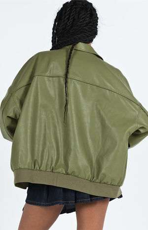 Goldsmith Faux Leather Bomber Jacket image number 3