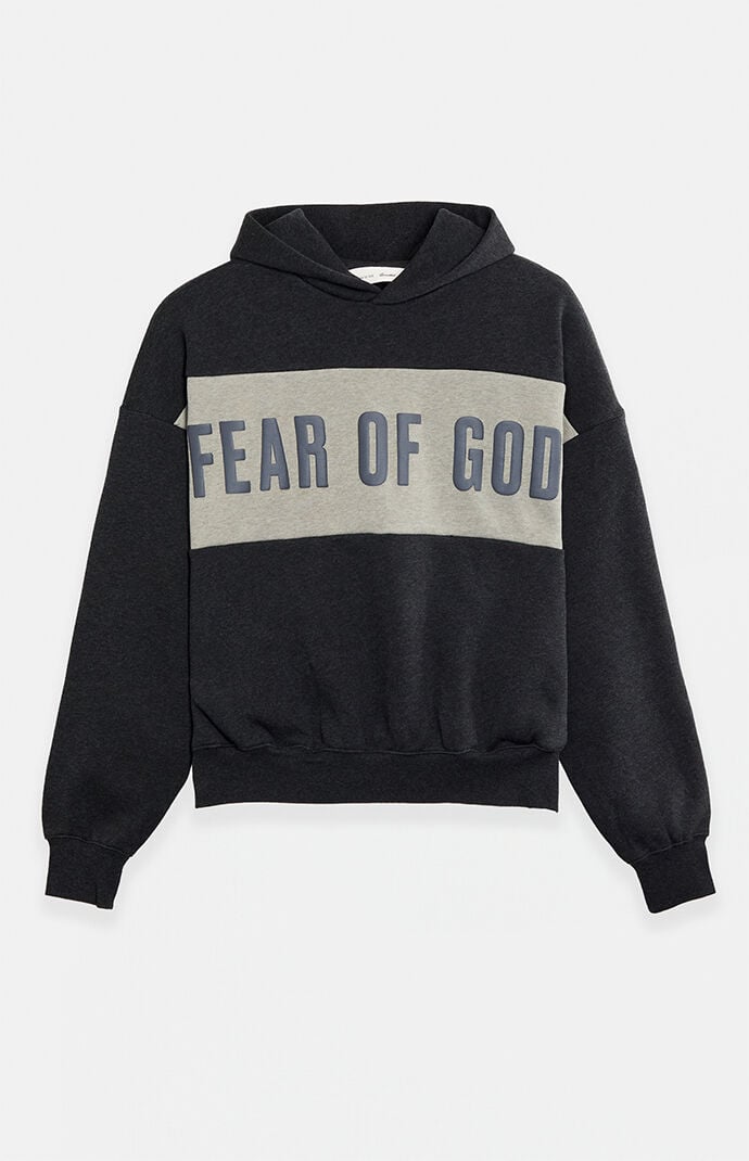 Fear of God Iron Grey Heather Paneled Cropped Relaxed Hoodie