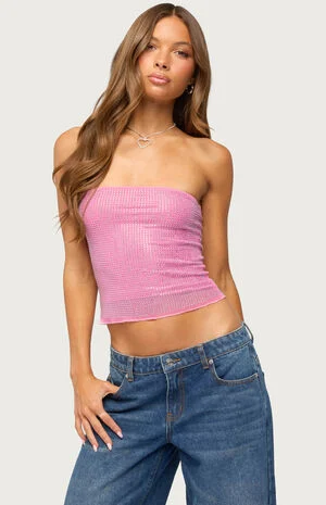 Olea Rhinestone Mesh Top image number 1