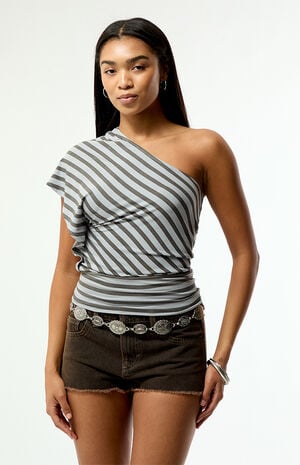 Joan One Shoulder Striped Top image number 2
