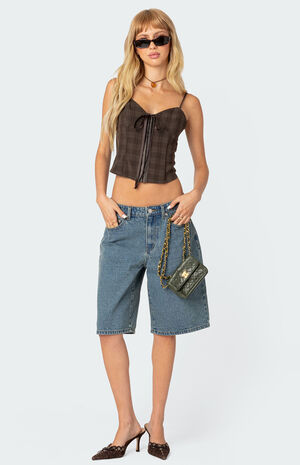 Plaid Lace Up Corset image number 1