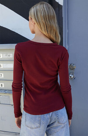 Burgundy Tori Long Sleeve Top image number 3