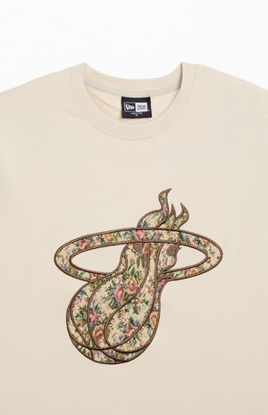 Miami Heat Floral Embroidered T-Shirt image number 2