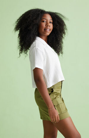 Crop Button Down Shirt image number 3