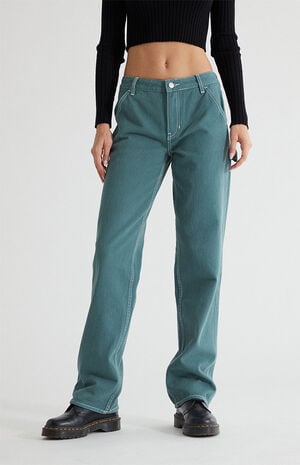 Teal Low Rise Carpenter Pants image number 1