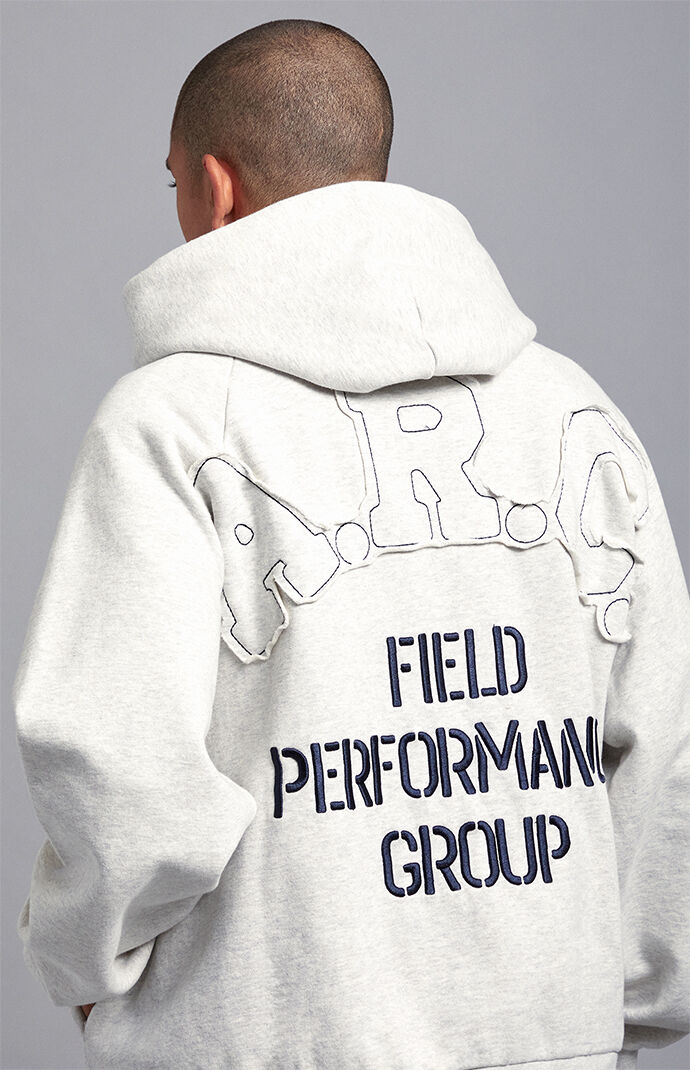 A.R.C. Heather Grey Field Applique Heavyweight Fleece Hoodie