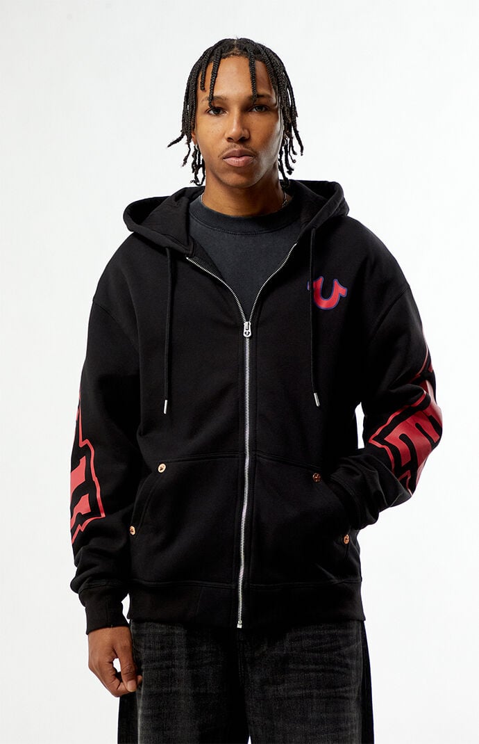 True Religion Overt Arch Logo Full Zip Hoodie