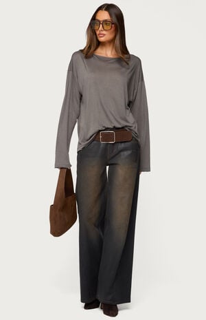 Oversized Semi Sheer Long Sleeve T-Shirt image number 5