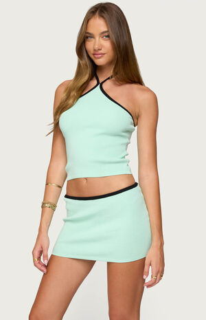 Aureley Contrast Knit Halter Top image number 2