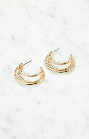 Gold Twisted Hoop Earrings image number 2