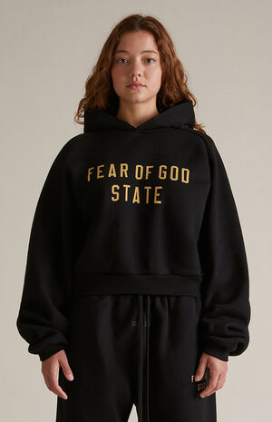 Women's Black Fleece Cropped Hoodie image number 2