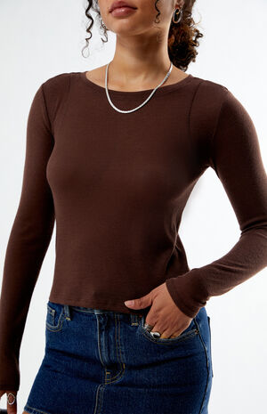 Ribbed Crew Neck Long Sleeve Top image number 2