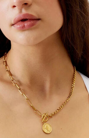 Stacie Toggle Chain Coin Necklace image number 2