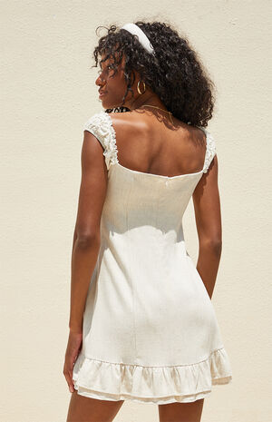 Nova Linen Lace Trim Mini Dress image number 3
