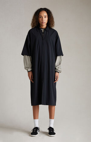 Fear of God ESSENTIALS Women's Jet Black Full Zip Polo Dress | Pacsun