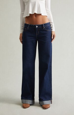 Ultimate Low Rise Baggy Jeans Cuffed Dark Blue image number 2