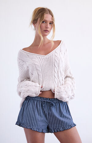 Printed Ruffle Pajama Shorts image number 1