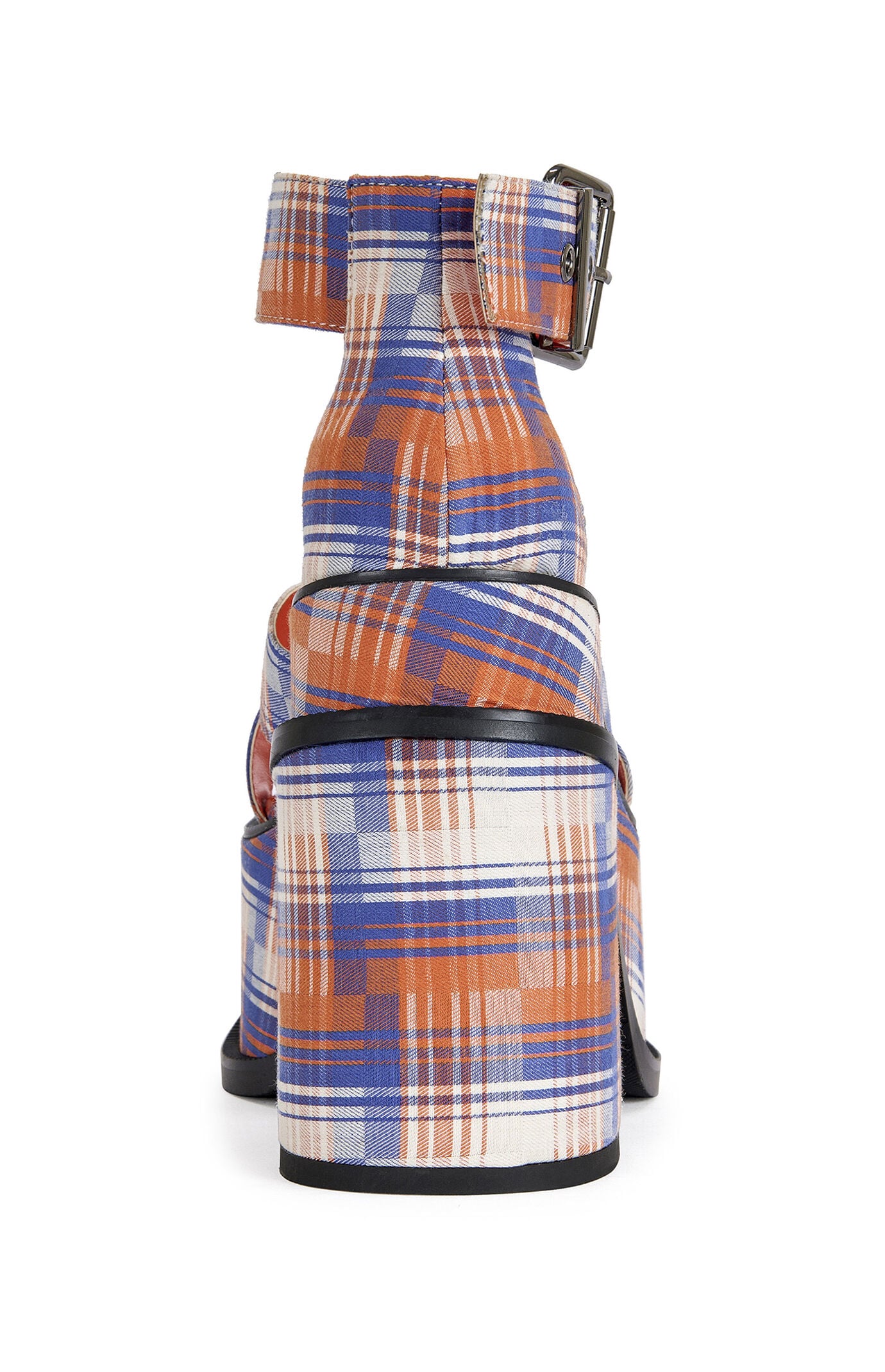 AZALEA WANG Women's Jaetyn Orange Plaid Platform Sandals