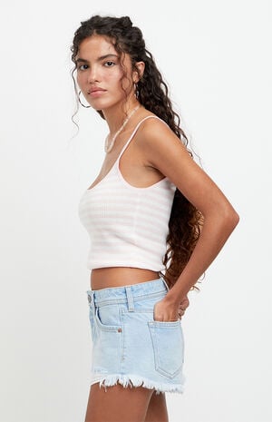Jamie Low Rise Jean Micro Shorts Light Blue image number 4