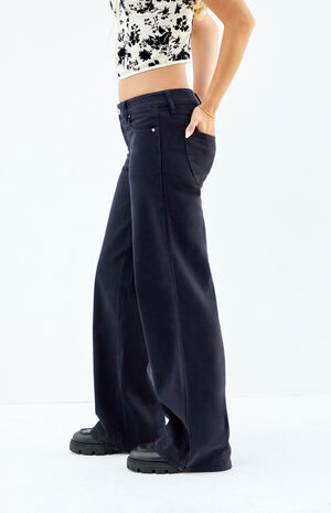 Stretch Black Curve Low Rise Baggy Jeans image number 3