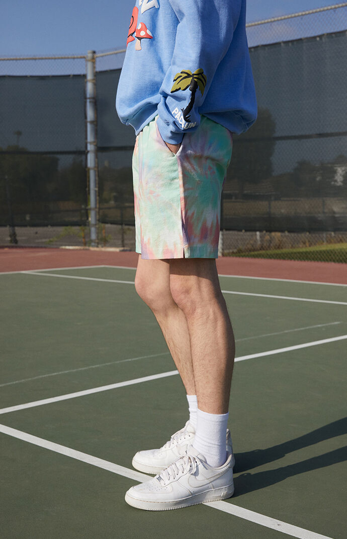 Tie-Dyed Seersucker Volley Shorts