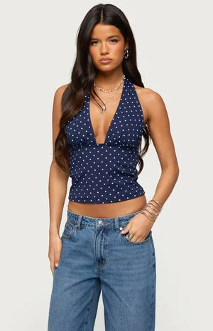 Blaire Polka Dot Halter Top image number 1
