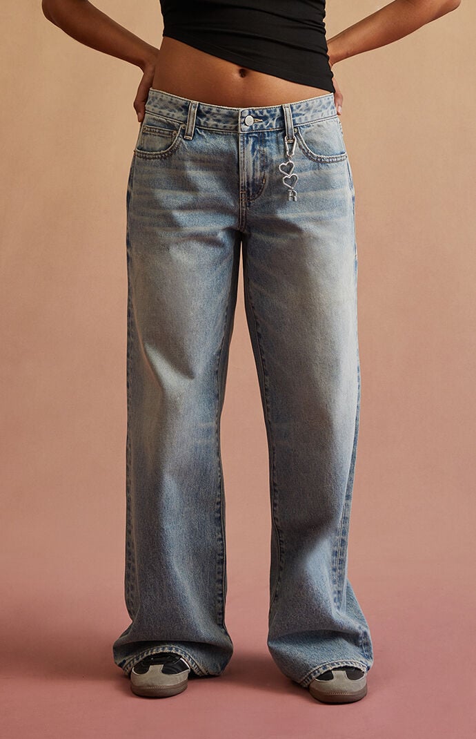 新品即購入◎ANDMARY Heart hip denim blue beige ANDMARY】Heart hip denim