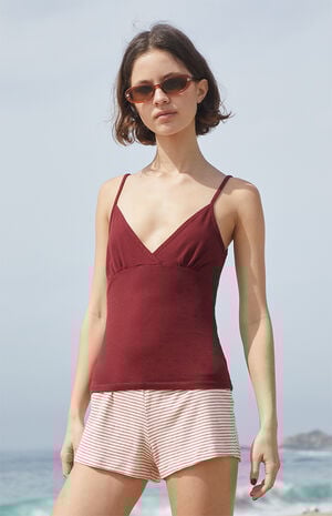 Burgundy Overlap Tank Top image number 1