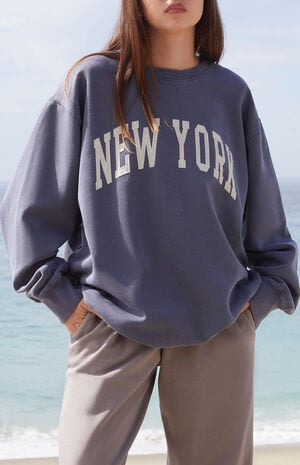 Blue Erica New York Oversized Crew Neck Sweatshirt image number 1