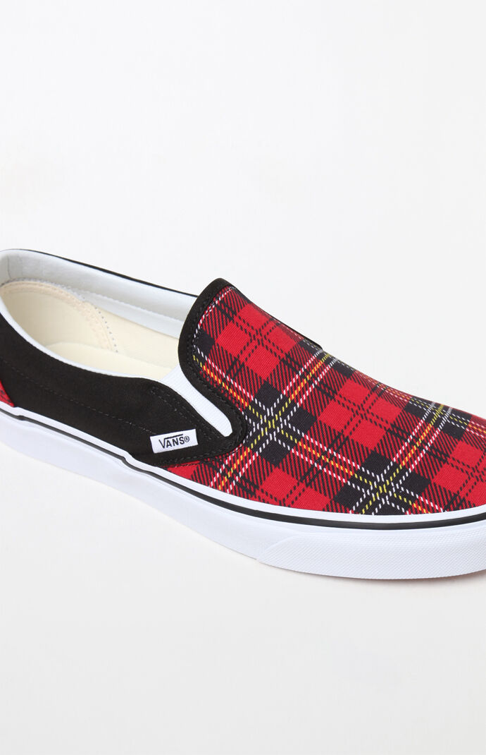 plaid vans slip ons