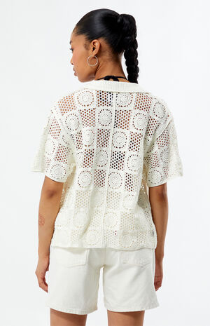 Agatha Crochet Knit Short Sleeve Top image number 3