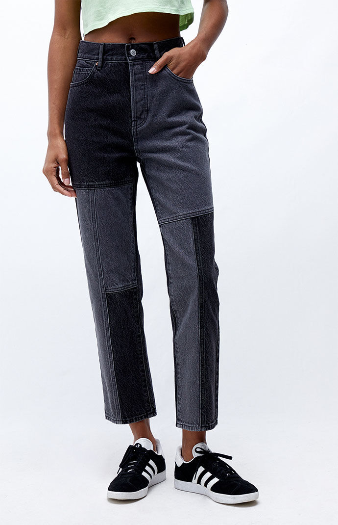 black high waisted straight jeans