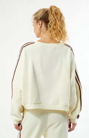 Cream Contrast Crew Neck Sweatshirt image number 4