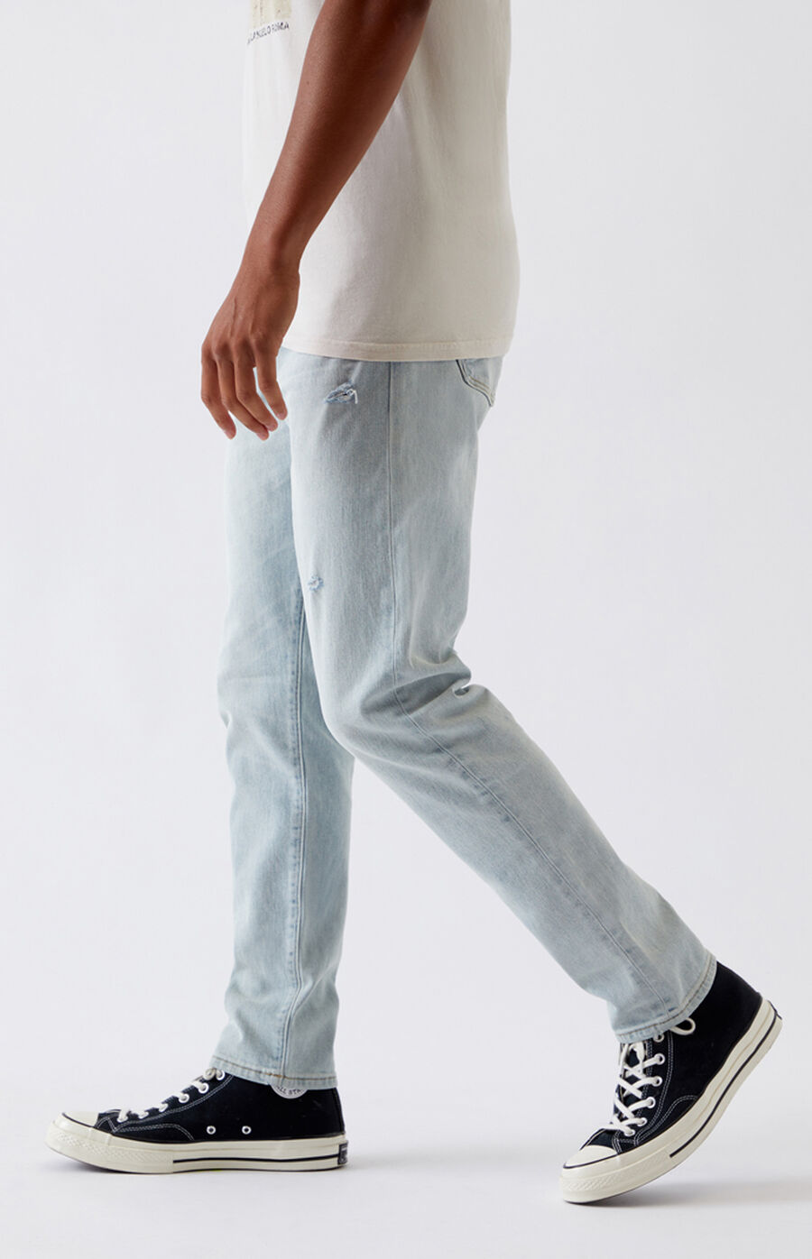 PacSun Light Ripped Slim Taper Jeans PacSun