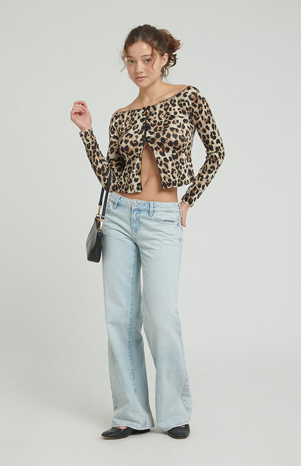 Eco Light Indigo Low Rise Wide Leg Jeans