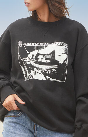 Black Erica Radio Silence Crew Neck Sweatshirt image number 2
