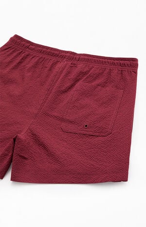 Maroon Seersucker 4.5" Swim Trunks image number 4