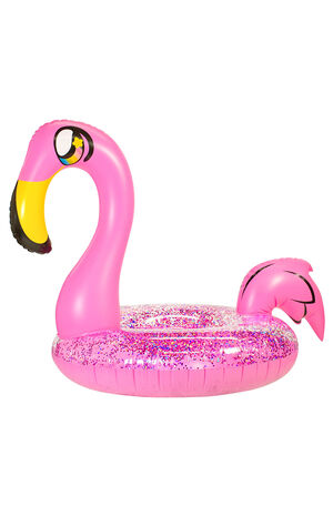 Inflatable 42" Jumbo Glitter Flamingo Pool Tube image number 2