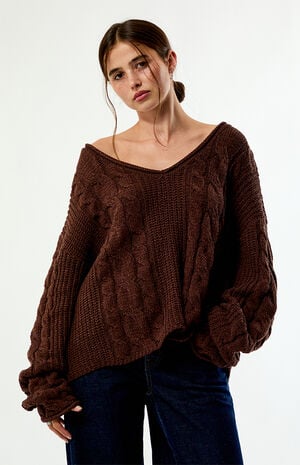 Laney V-Neck Cable Knit Sweater image number 2