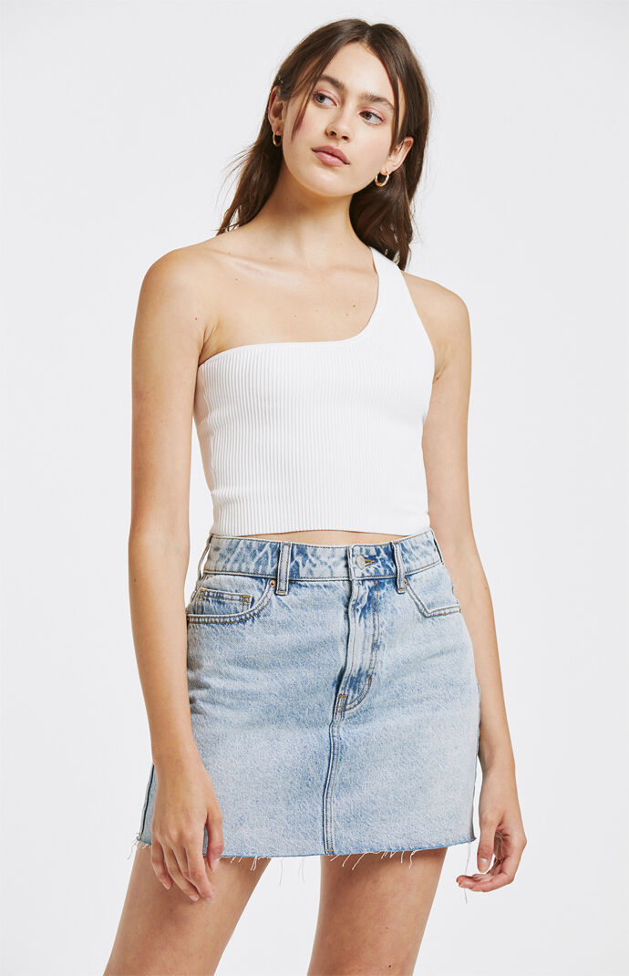 One Shoulder Ribbed Tank Top