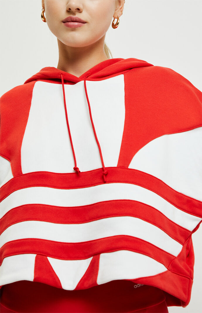 Adidas Large Logo Cropped Hoodie At Pacsun Com