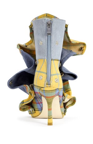 Women's Yellow Plaid Birdsong Stiletto Booties image number 3