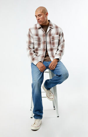 Washed Cropped Flannel Shirt image number 4