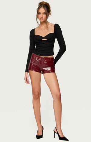Mcrae Faux Leather Micro Shorts image number 4